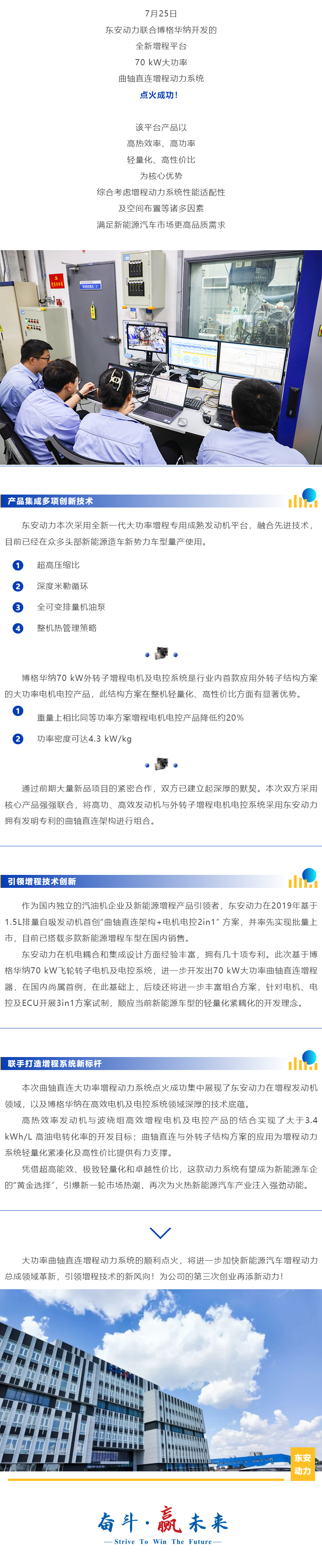 产品突破·极致创新 _ bw必威西汉姆联官方网站、博格华纳联合开发曲轴直连大功率增程动力系统点火成功